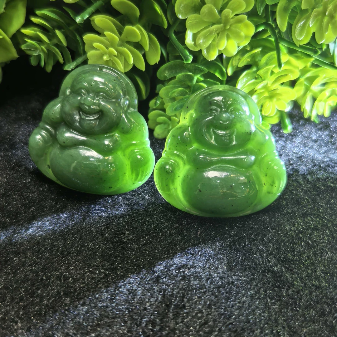 江德洋珠宝H4723菠菜绿和田玉碧玉佛公吊坠配珠链-多样性只发一件