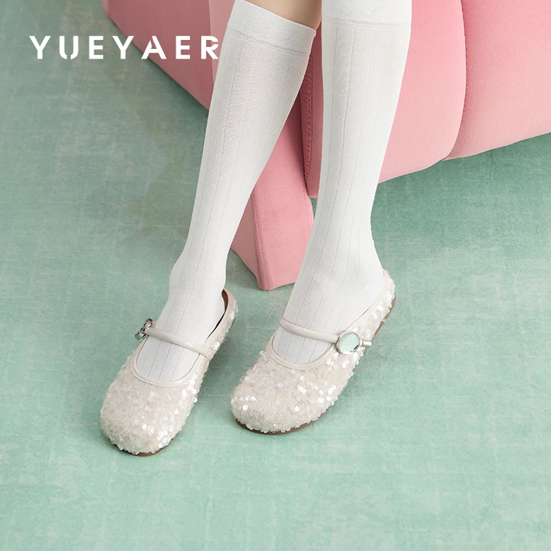 月芽儿2025春季新款亮片玛丽珍凉鞋女包头拖鞋女鞋仙女风勃肯凉拖