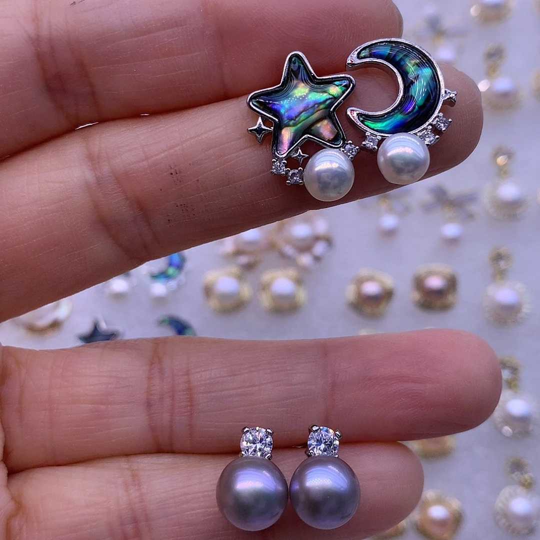 淡水珍珠耳饰合金