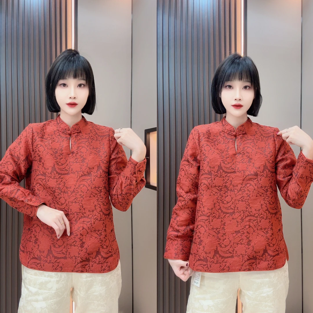 敏宝＋79316雕花刺绣重工刺绣水滴领新中式上衣