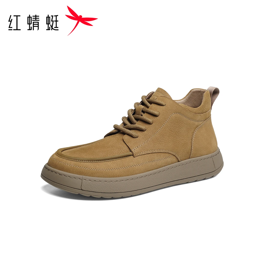 红蜻蜓勃肯鞋2025冬季新款男鞋一脚蹬加绒保暖真皮休闲鞋工装鞋男