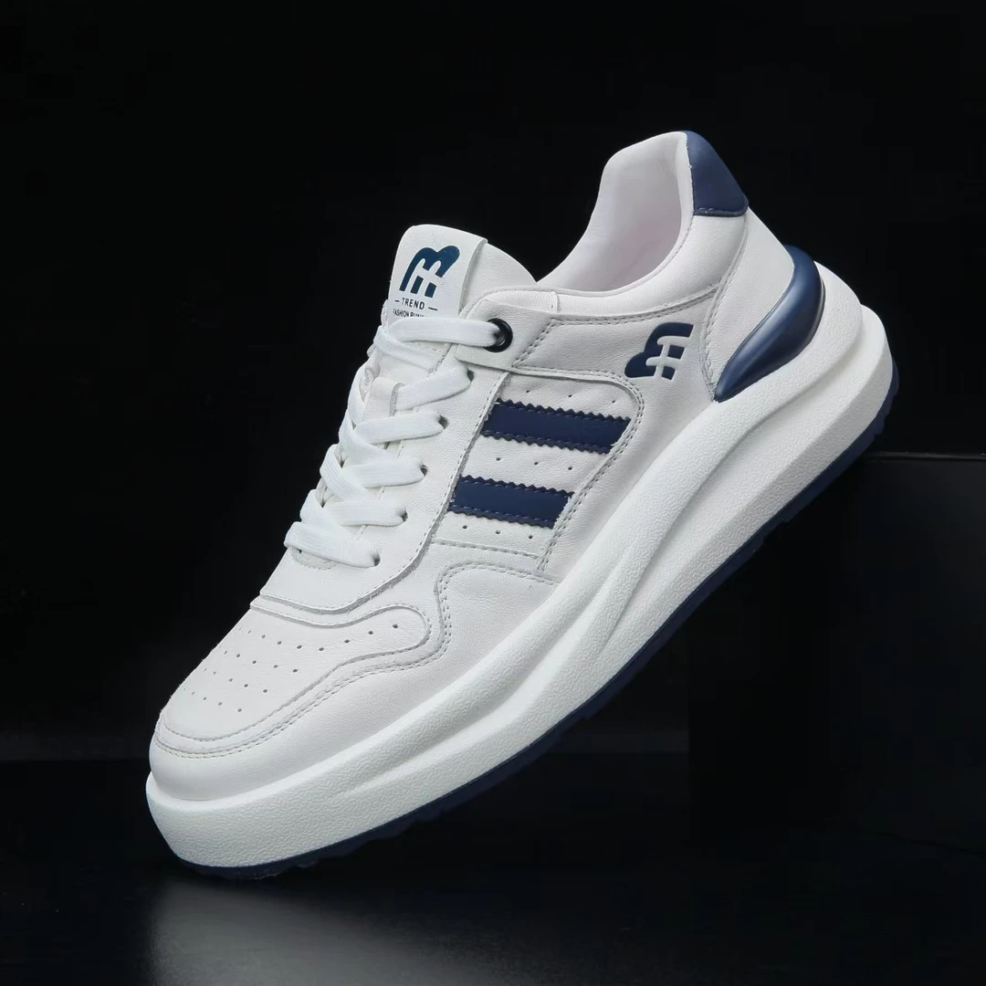 新款男士头层牛皮休闲鞋运动小白鞋透气舒适软底时尚百搭潮鞋8903