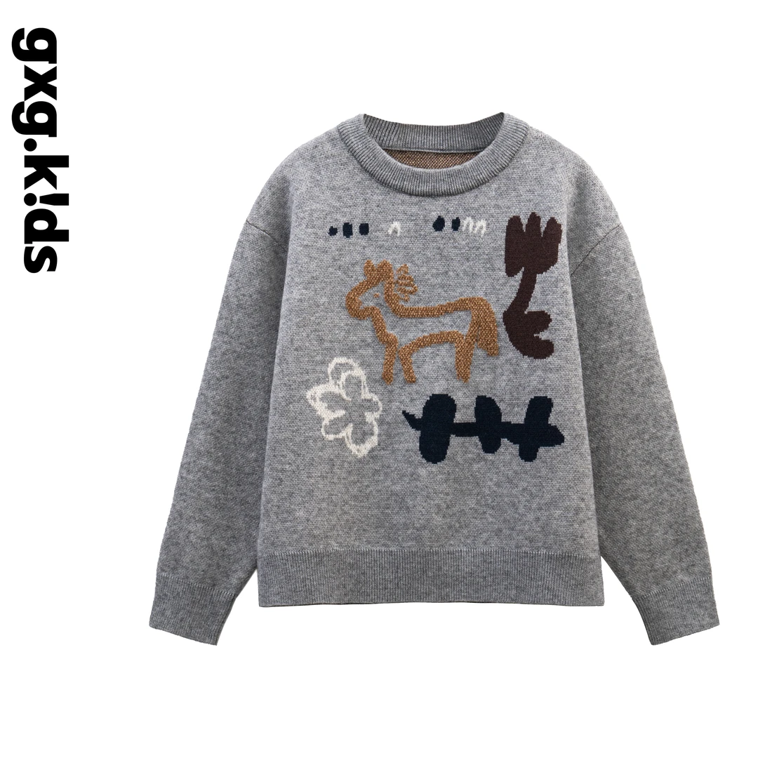 gxgkids25新冬季保暖宽松圆领毛衣男女童休闲时尚洋气QYG3200164