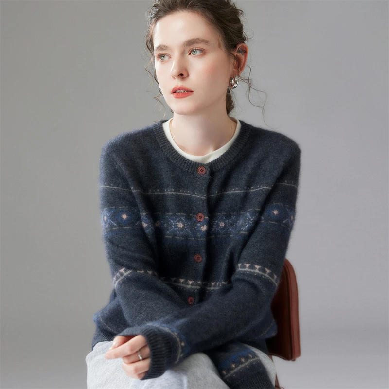 羊绒女士开衫双股加厚