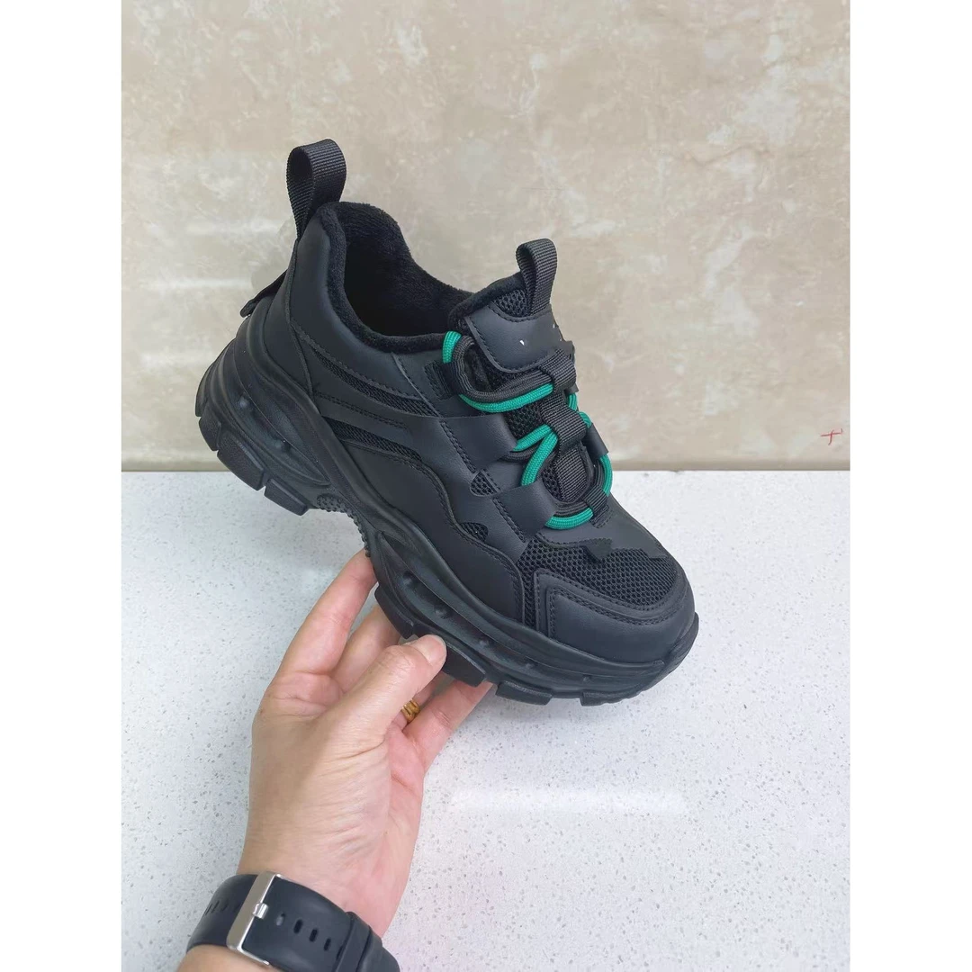 黑色女鞋百搭厚底潮鞋潮流运动鞋加绒老爹鞋225162