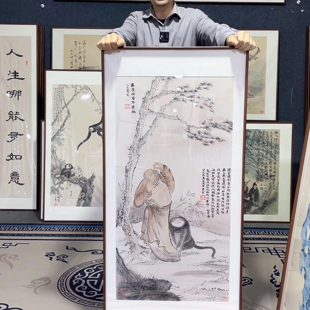 国画手绘画作品带框60/120