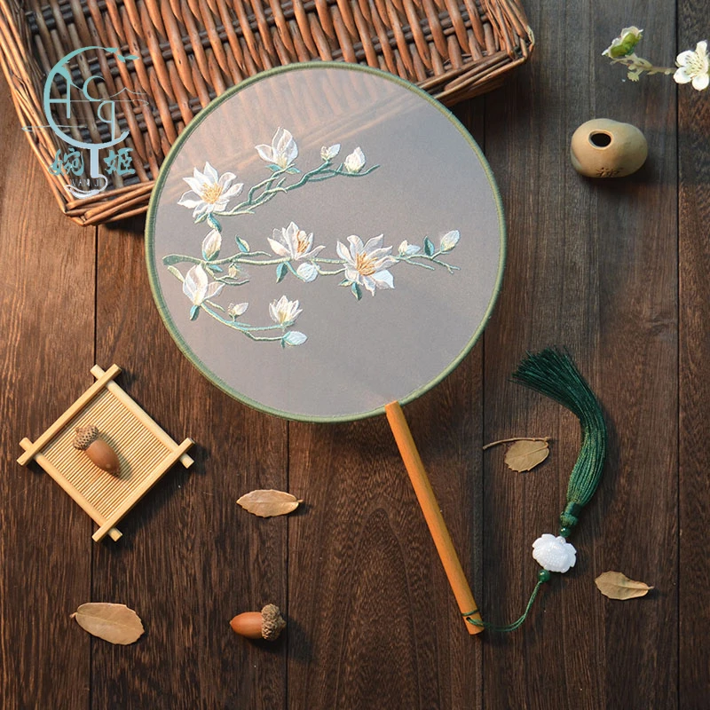 双面绣圆形栀子花