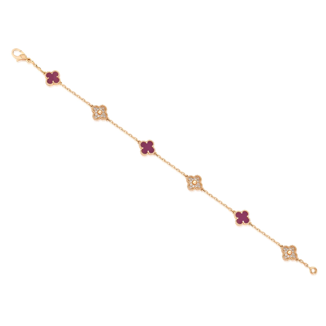 铜合金锆石手链 【紫魅】mni四叶草轻奢高定手链19cm 2862