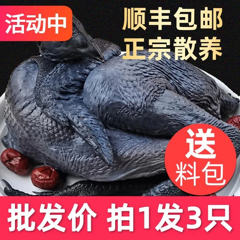 三只装现杀散养乌鸡总重量不低于4.5斤顺丰包邮