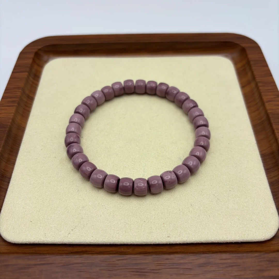 非金属珐琅手链 粉色直切松松手串 E189