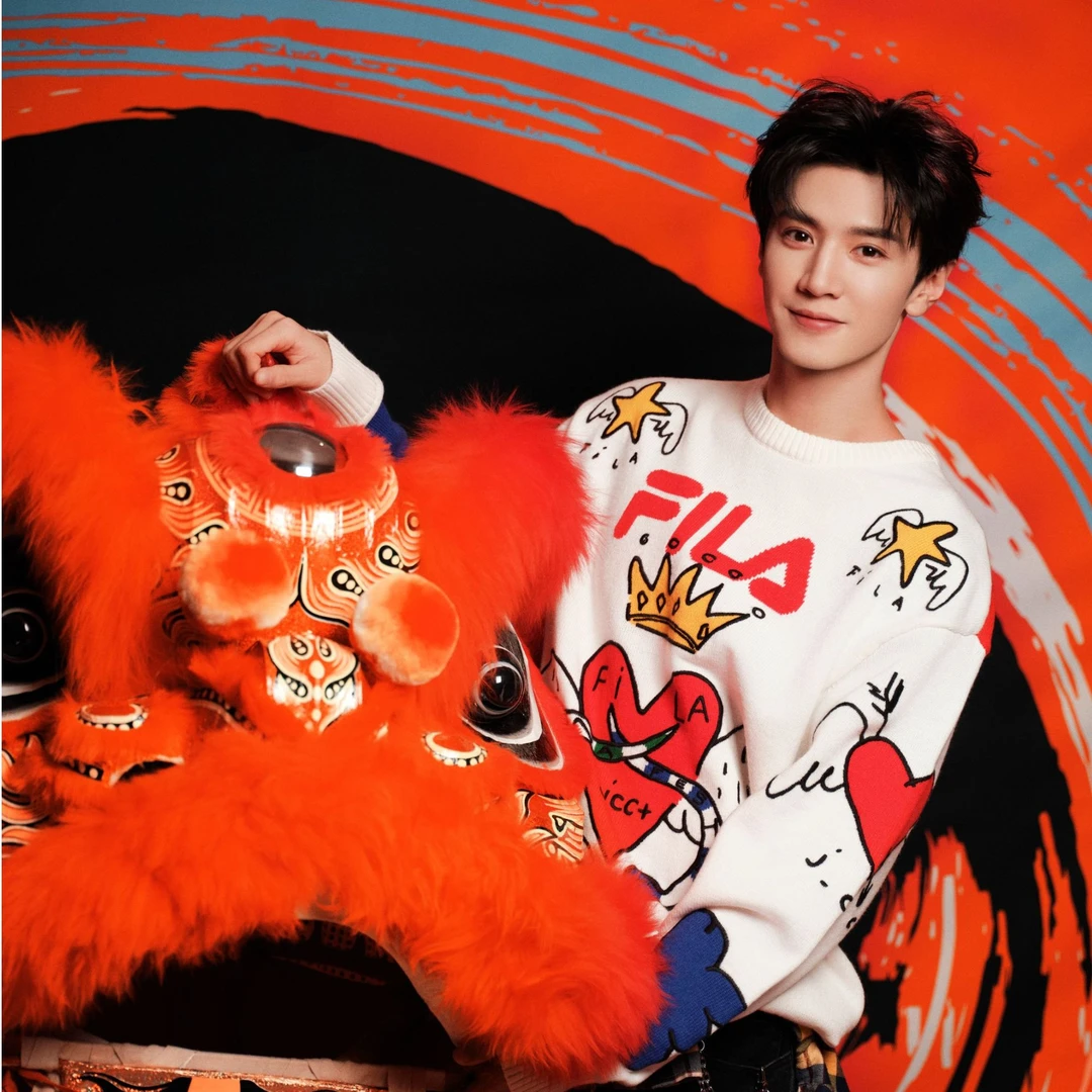 【明星同款】FILA斐乐情侣款编织衫春季新款时尚休闲大LOGO套头毛衣