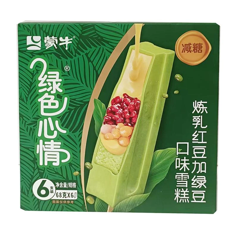 蒙牛绿色心情炼乳红豆加绿豆口味雪糕 68克×6/盒