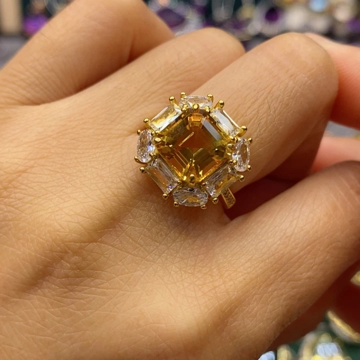 水晶戒指银S925镶嵌天然水晶戒指