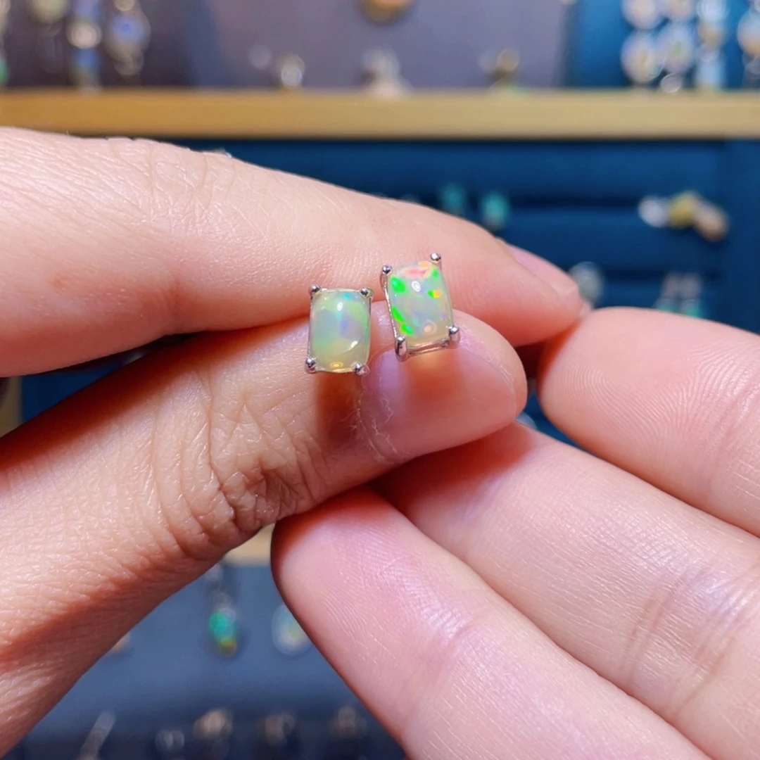 欧泊耳钉）银S925镶嵌你***爱