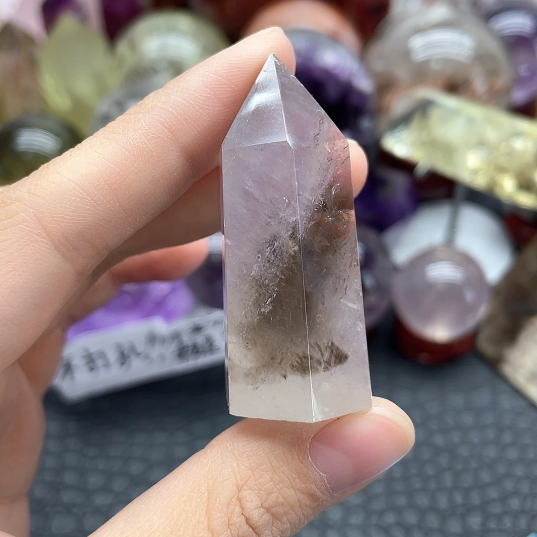 发晶未镶嵌珠宝半成品34紫水晶柱