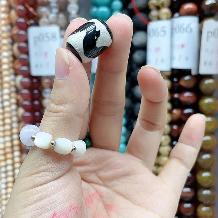 玛瑙/玉髓合金珠宝半成品天珠3个