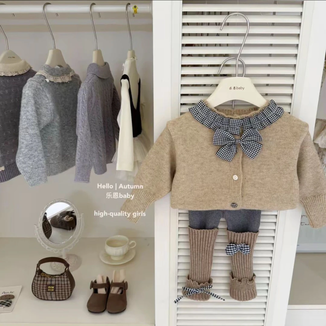 中国风套头韩版春秋极简风女套装小童外套上衣童装秋冬毛衣儿童