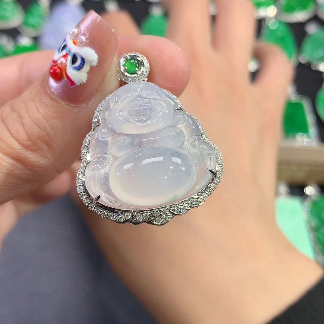 翡翠吊坠(赠链)18K金镶嵌