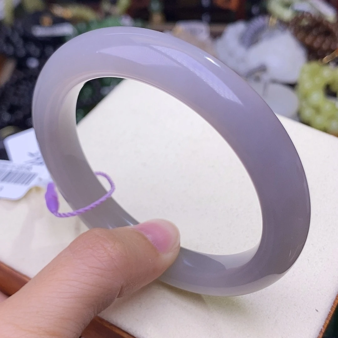 和田玉手镯未镶嵌55 孤品清货价浓烟紫手镯