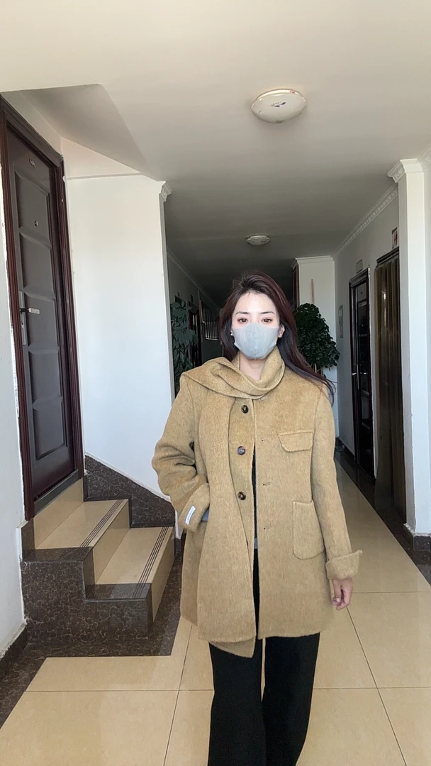 韩版时尚海军领气质外套围巾两件套