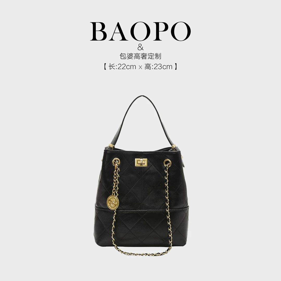 【BAOPO】长22高23厚9 黑色 单肩斜挎包3082