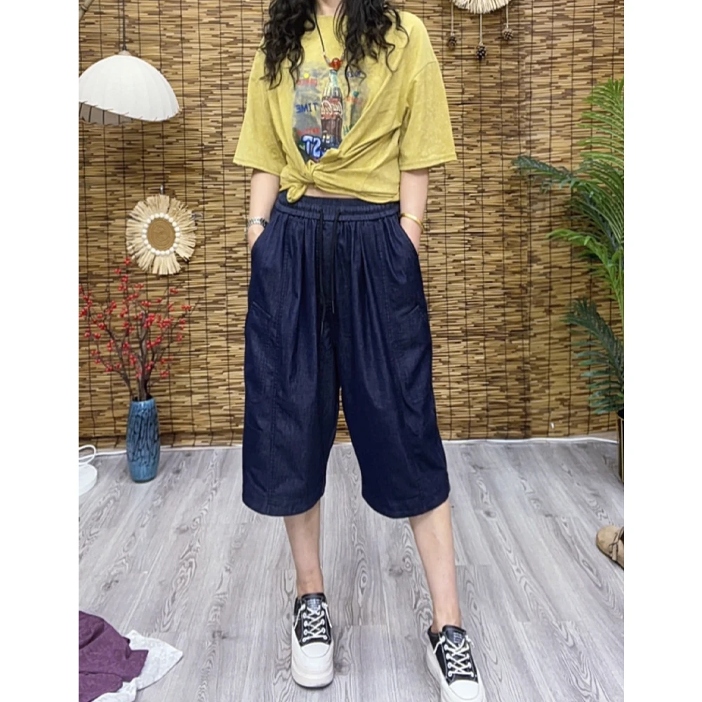 夏季新款时尚百搭大码休闲宽松潮流女士薄款直筒牛仔裤647