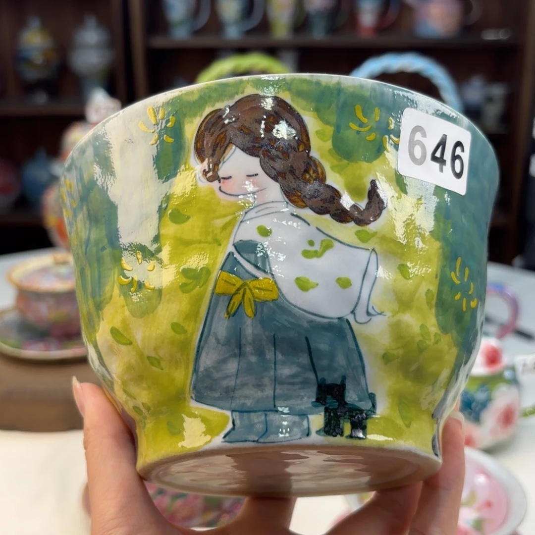 瓷片景德镇手绘高温釉下彩陶瓷茶具
