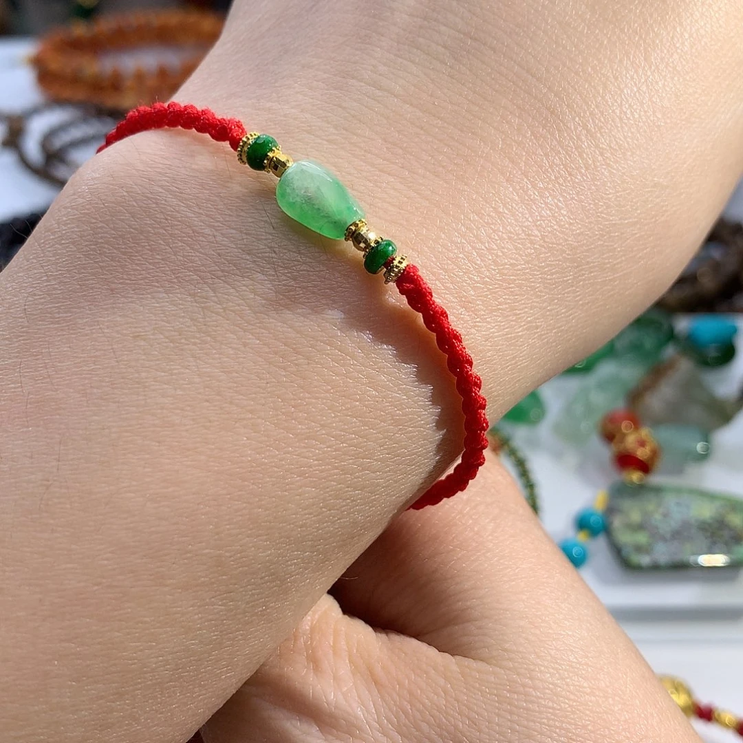 翡翠18K金镶嵌手串翡翠手绳