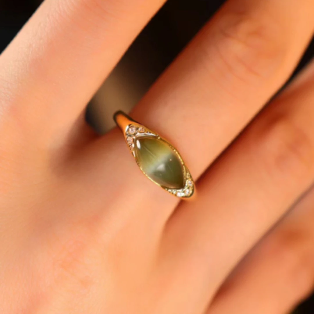 ZE珠宝/18K碧玉猫眼戒指