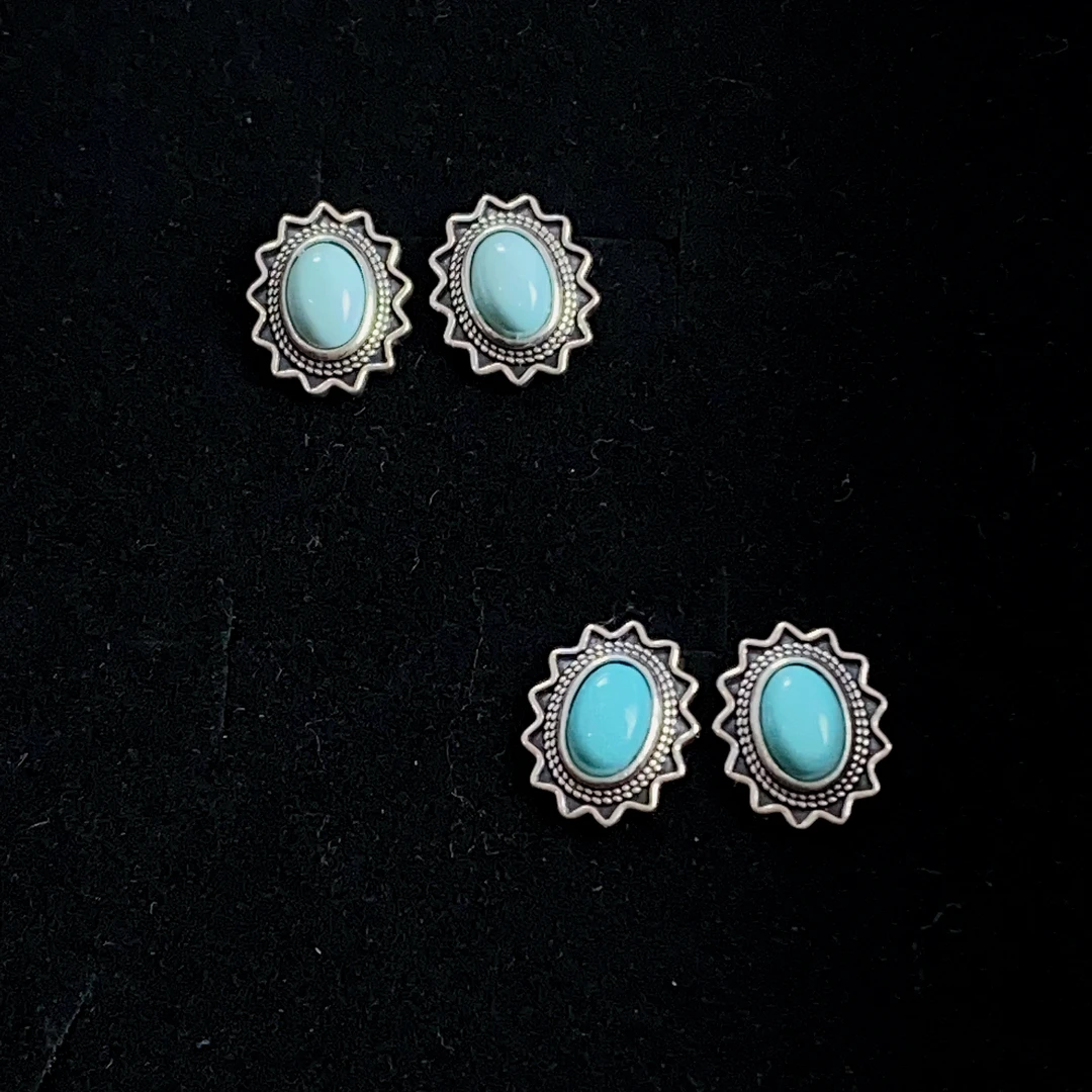 1888/ ZY888-837 精美时尚款绿松石耳钉/多样性发货/一件