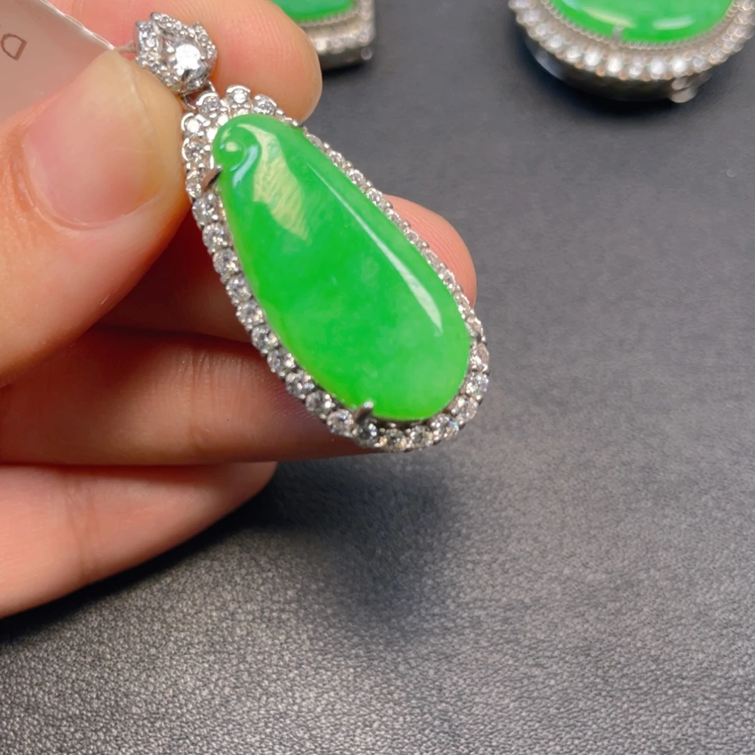 吊坠(不含链)银S925镶嵌翡翠