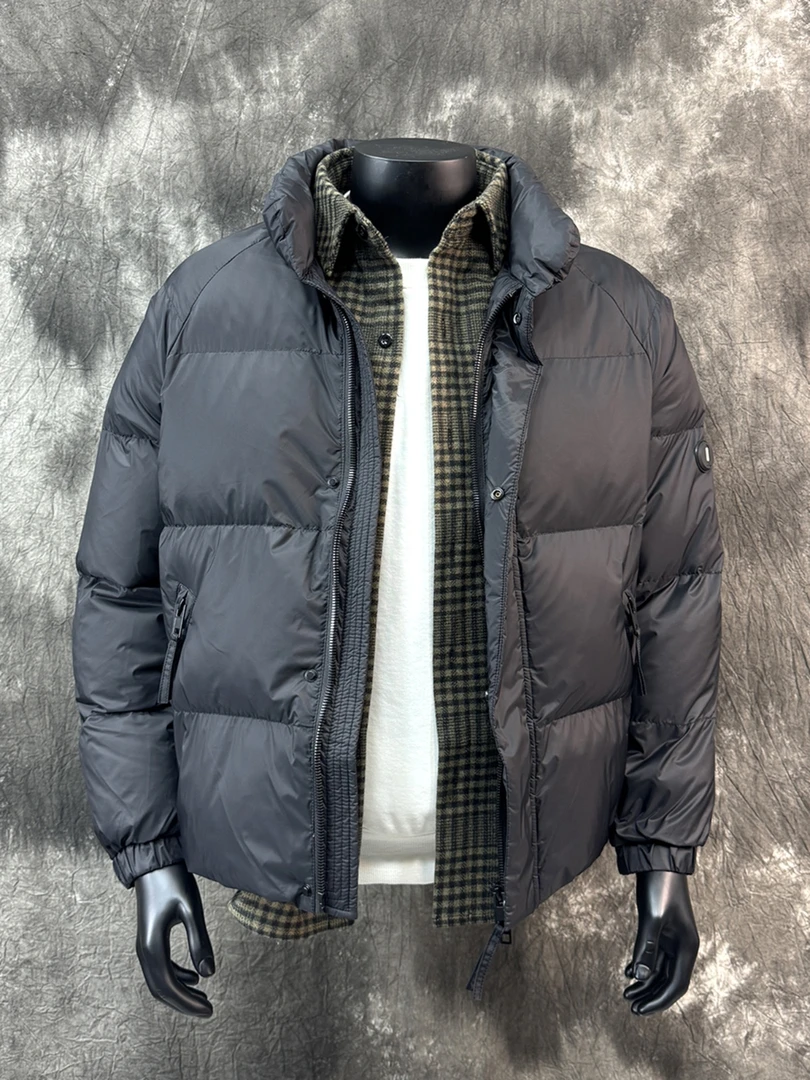 男士羽绒服短款2025冬季新款假两件韩版潮流牌白鸭绒东北保暖外套