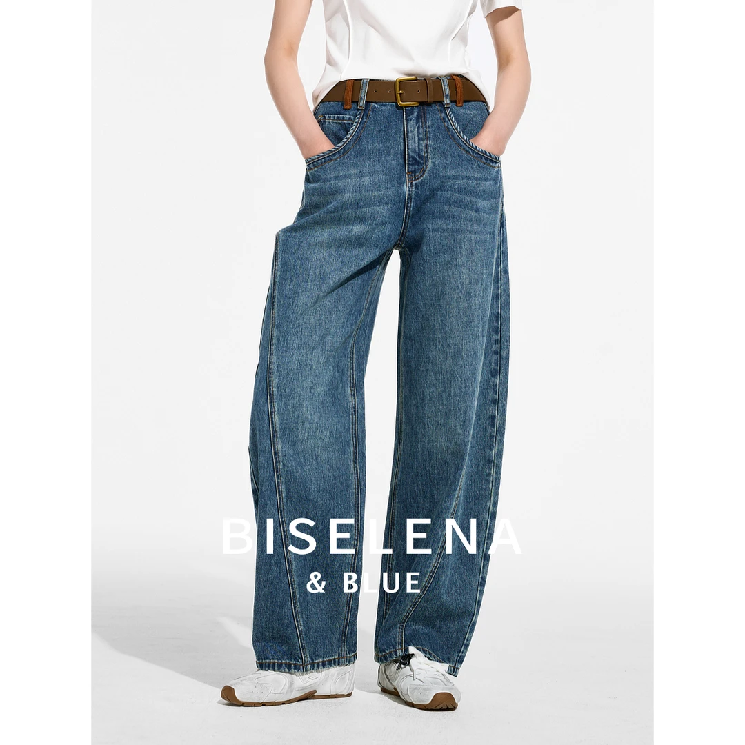 6638贝茜妮“日轻松裤”廓形感香蕉裤女新款高腰显瘦牛仔裤