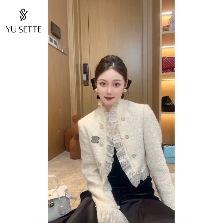 遇儿推荐【杜松子小香】超短拼蕾丝短外套20230014