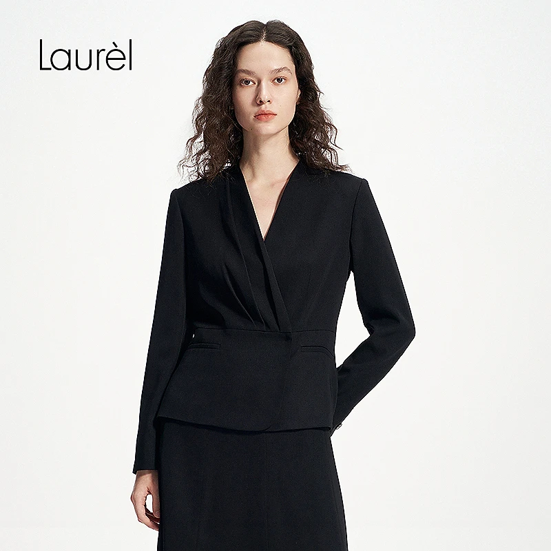 Laurel劳芮25春新款经典斜门襟收腰西装女LWD351T04200