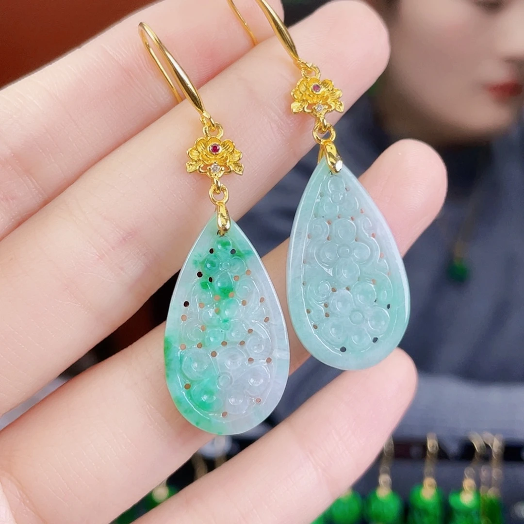 翡翠未镶嵌耳饰饰品