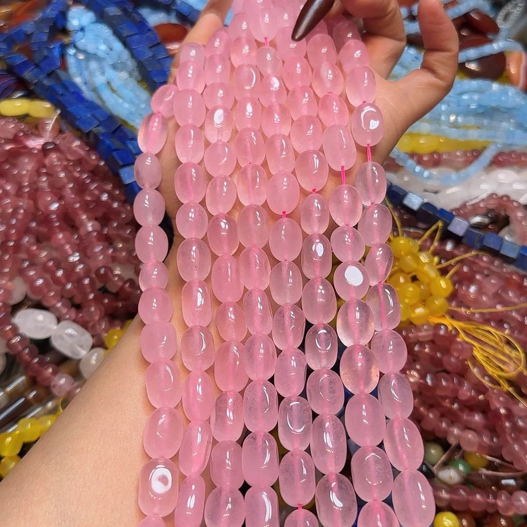 玛瑙/玉髓未镶嵌珠宝半成品天然粉晶土豆一条