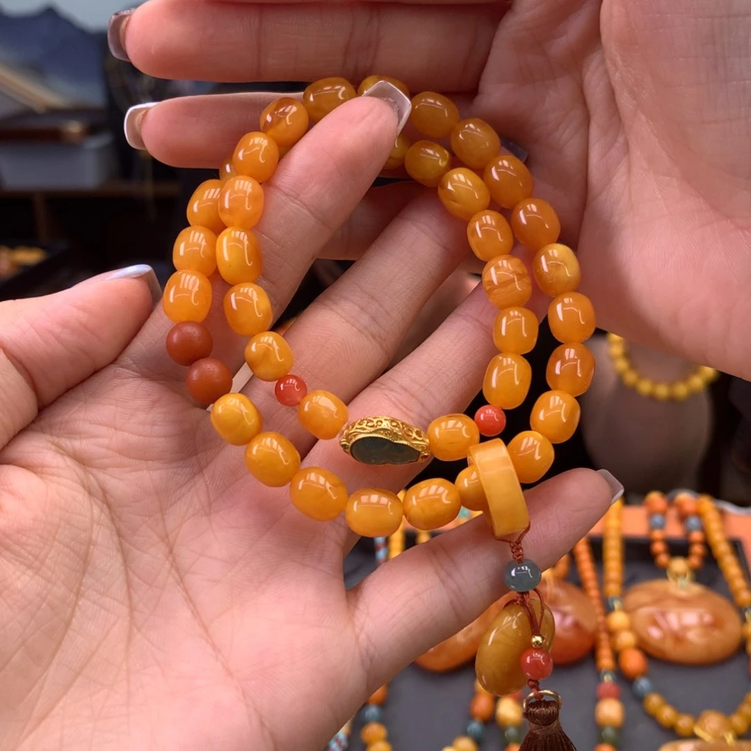 未镶嵌蜜蜡手串多样性发