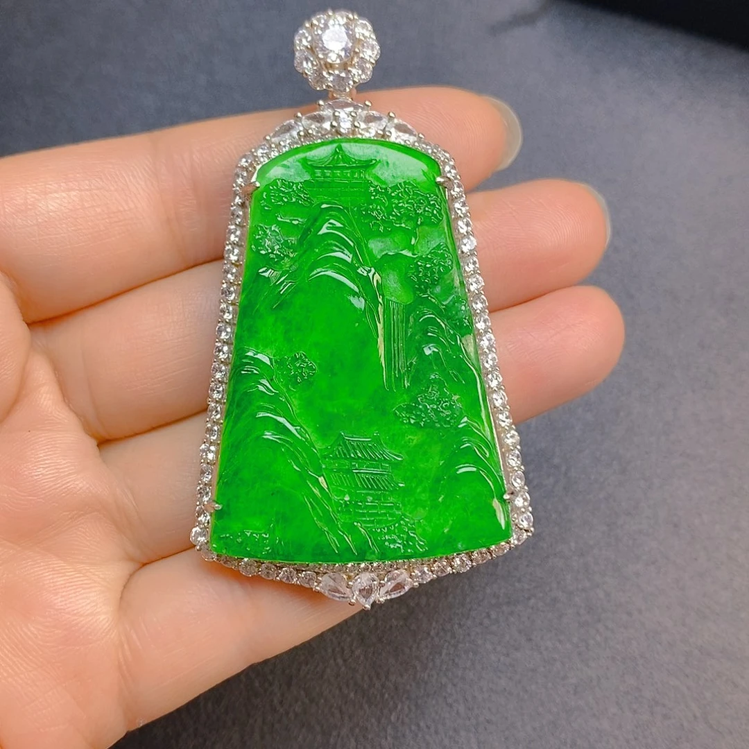 翡翠银S925镶嵌颈饰