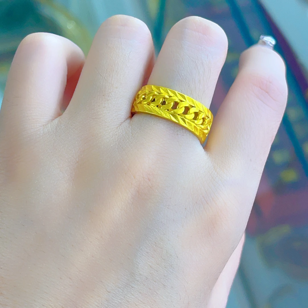 钛钢戒指 1197新款戒指爆款白搭时尚金色铜合金