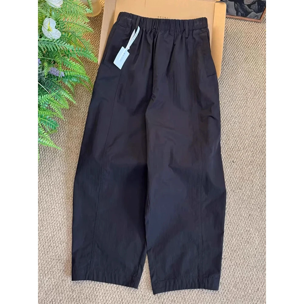 非常难遇的版型！黑色速干裤2025秋季松紧腰显瘦小个子九分萝卜裤