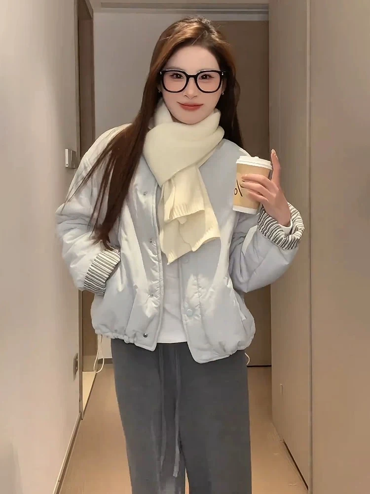 【袖子加绒】马卡龙减龄百搭三季韩系穿搭常规款棉衣韩版宽松圆领