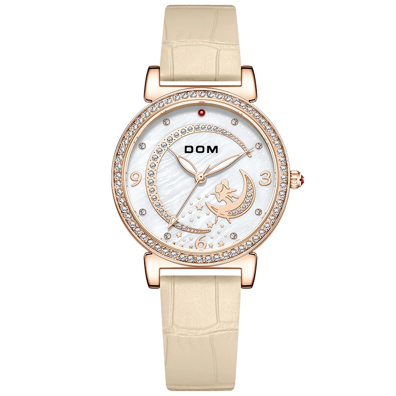 【千寻好物】DOM手表女腕表优雅轻奢气质防水皮带女表G-手表男款