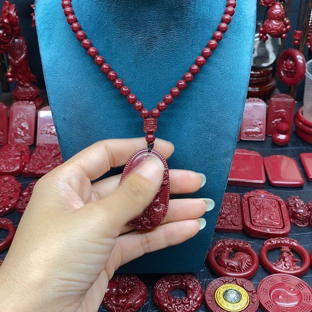 苏***阳天然辰砂六毫米108颗全珠链