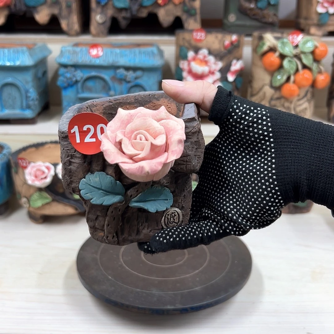 紫砂花盆120号内口8×7外高10