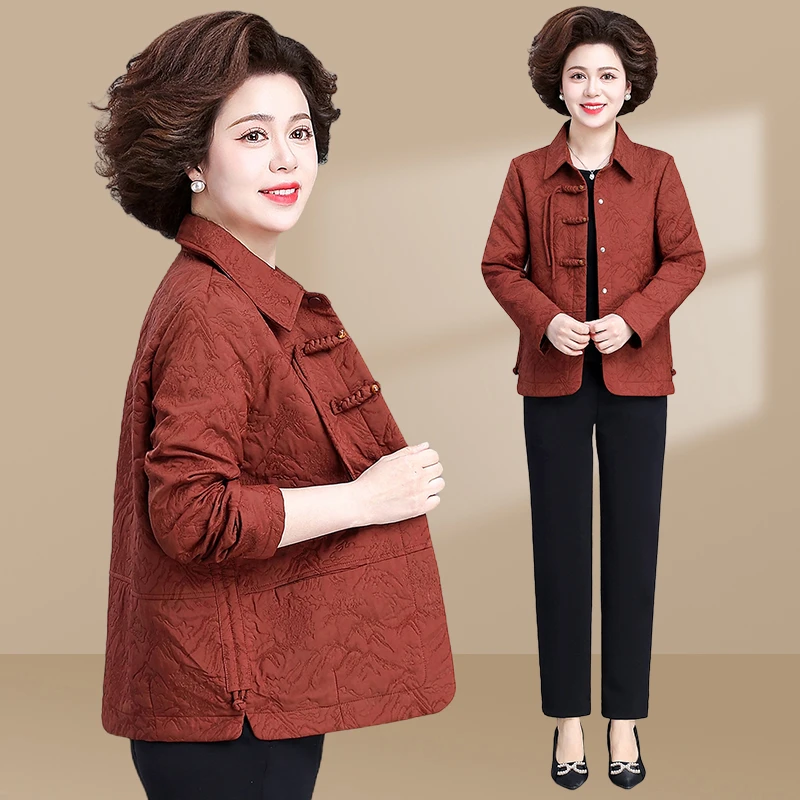 2025新款春秋妈妈春装洋气外套短款中老年时尚休闲夹克宽松上衣