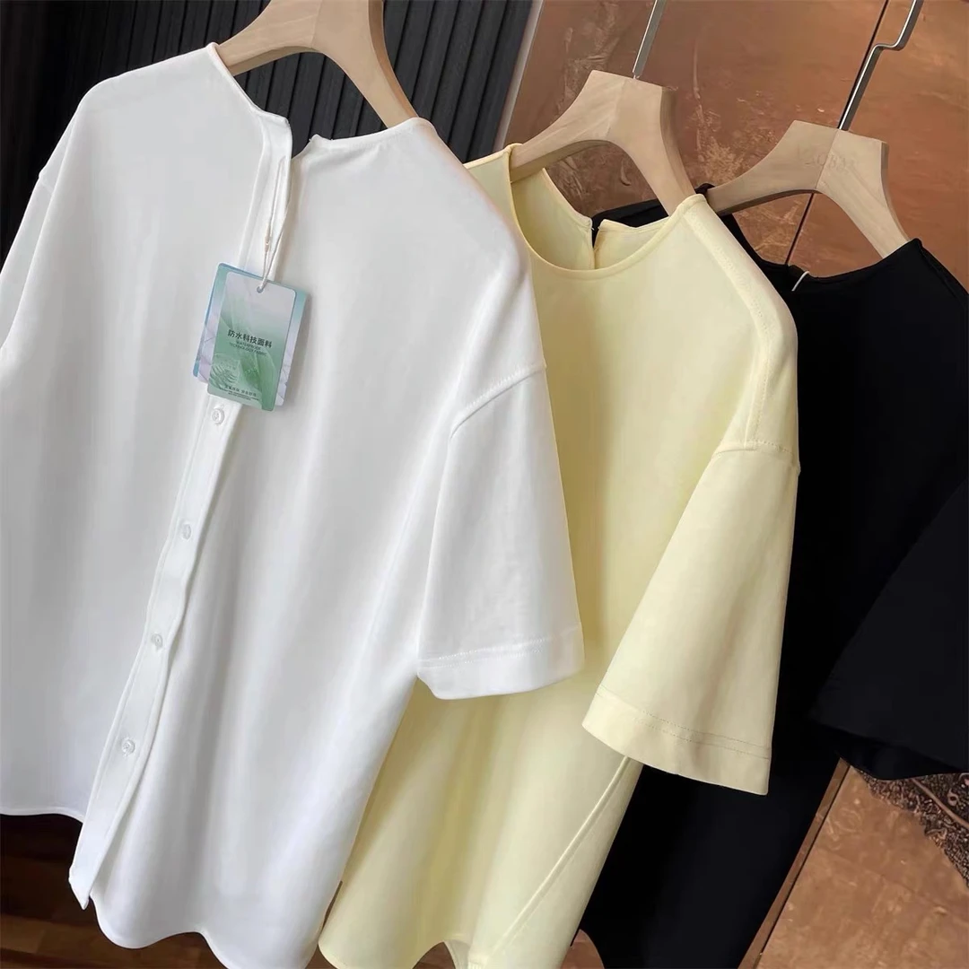 福利款NO退NO换 D后背有亮点 法柜设计圆弧摆简约宽松圆领短袖T恤