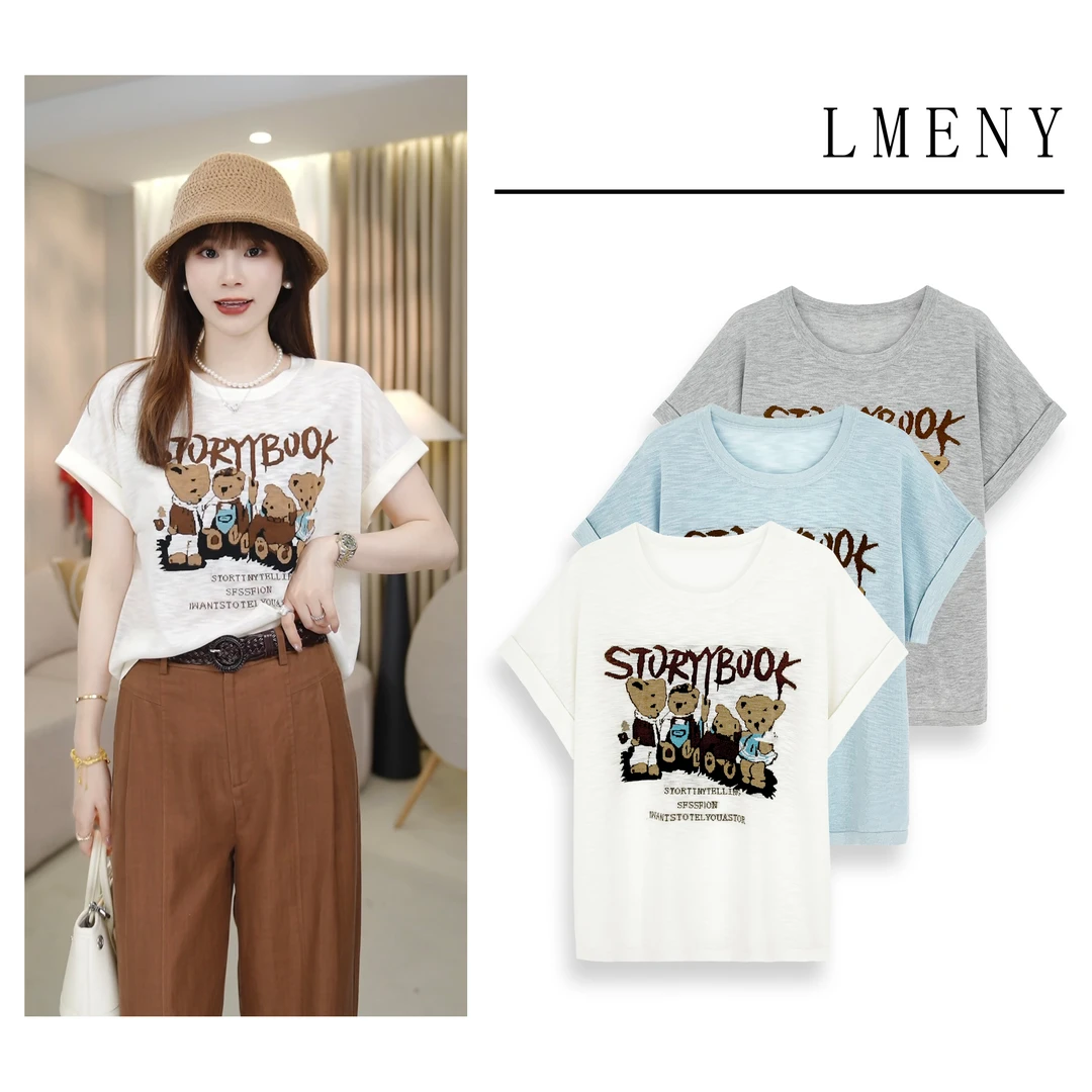 LMENY可爱萌熊～天丝亚麻夏日显瘦针织衫25BM012