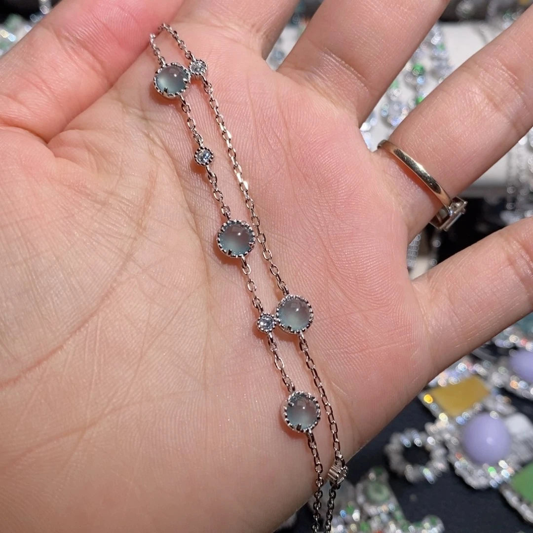 银S925镶嵌手链翡翠c c