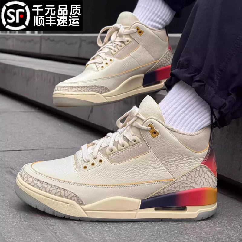 渠道好货~夏季aj3男鞋2025新款小白鞋ins休闲气垫男女鞋厚底增高